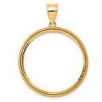 Загрузить изображение в средство просмотра галереи, 14K Yellow Gold 27 mm Coin Bezel Holder Pendant Diamond Cut Popcorn 1/2 oz American Eagle Panda US $10 Dollar Liberty Indian Prong
