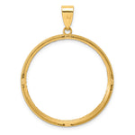 Lade das Bild in den Galerie-Viewer, 14K Yellow Gold 32.7 mm Coin Bezel Holder Pendant Diamond Cut Popcorn 1 oz American Eagle Cat Krugerrand Prong
