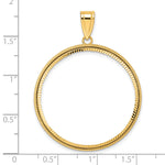 Lade das Bild in den Galerie-Viewer, 14K Yellow Gold 32.7 mm Coin Bezel Holder Pendant Diamond Cut Popcorn 1 oz American Eagle Cat Krugerrand Prong
