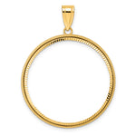 Lade das Bild in den Galerie-Viewer, 14K Yellow Gold 32.7 mm Coin Bezel Holder Pendant Diamond Cut Popcorn 1 oz American Eagle Cat Krugerrand Prong
