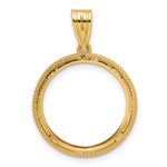 Lataa kuva Galleria-katseluun, 14K Yellow Gold 16.5 mm Coin Bezel Holder Pendant Beaded 1/10 oz American Eagle Krugerrand Prong

