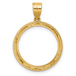 Carregar imagem no visualizador da galeria, 14K Yellow Gold 18 mm Coin Bezel Holder Pendant Beaded US Dime 1/10 oz Panda Cat Prong
