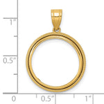 Carregar imagem no visualizador da galeria, 14K Yellow Gold 18 mm Coin Bezel Holder Pendant Beaded US Dime 1/10 oz Panda Cat Prong
