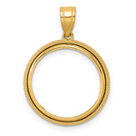 Carregar imagem no visualizador da galeria, 14K Yellow Gold 18 mm Coin Bezel Holder Pendant Beaded US Dime 1/10 oz Panda Cat Prong
