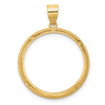 Lade das Bild in den Galerie-Viewer, 14K Yellow Gold 22 mm Coin Bezel Holder Pendant Beaded 1/4 oz American Eagle Panda 2 Rand US $5 Jamestown Prong
