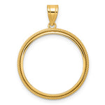 Lade das Bild in den Galerie-Viewer, 14K Yellow Gold 22 mm Coin Bezel Holder Pendant Beaded 1/4 oz American Eagle Panda 2 Rand US $5 Jamestown Prong
