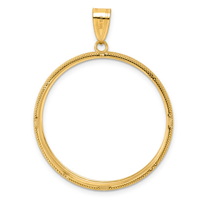 14K Yellow Gold 32.7 mm Coin Bezel Holder Pendant Beaded 1 oz American Eagle Cat Krugerrand Prong