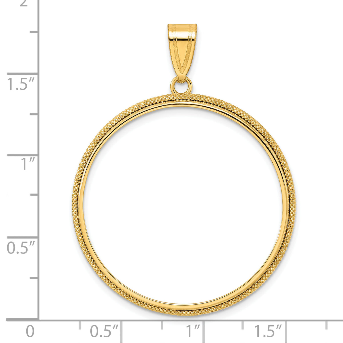 14K Yellow Gold 32.7 mm Coin Bezel Holder Pendant Beaded 1 oz American Eagle Cat Krugerrand Prong
