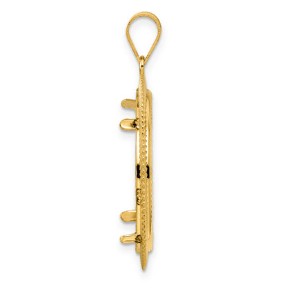 14K Yellow Gold 22 mm Coin Bezel Holder Pendant Diamond Cut Scalloped 1/4 oz American Eagle Panda 2 Rand US $5 Jamestown Prong