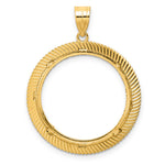 Charger l'image dans la galerie, 14K Yellow Gold 22 mm Coin Bezel Holder Pendant Diamond Cut Scalloped 1/4 oz American Eagle Panda 2 Rand US $5 Jamestown Prong
