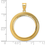 Charger l'image dans la galerie, 14K Yellow Gold 22 mm Coin Bezel Holder Pendant Diamond Cut Scalloped 1/4 oz American Eagle Panda 2 Rand US $5 Jamestown Prong
