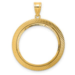 Charger l'image dans la galerie, 14K Yellow Gold 22 mm Coin Bezel Holder Pendant Diamond Cut Scalloped 1/4 oz American Eagle Panda 2 Rand US $5 Jamestown Prong
