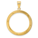 Charger l'image dans la galerie, 14K Yellow Gold 27 mm Coin Bezel Holder Pendant Diamond Cut Scalloped 1/2 oz American Eagle Panda US $10 Dollar Liberty Indian Prong
