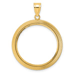Charger l'image dans la galerie, 14K Yellow Gold 27 mm Coin Bezel Holder Pendant Diamond Cut Scalloped 1/2 oz American Eagle Panda US $10 Dollar Liberty Indian Prong
