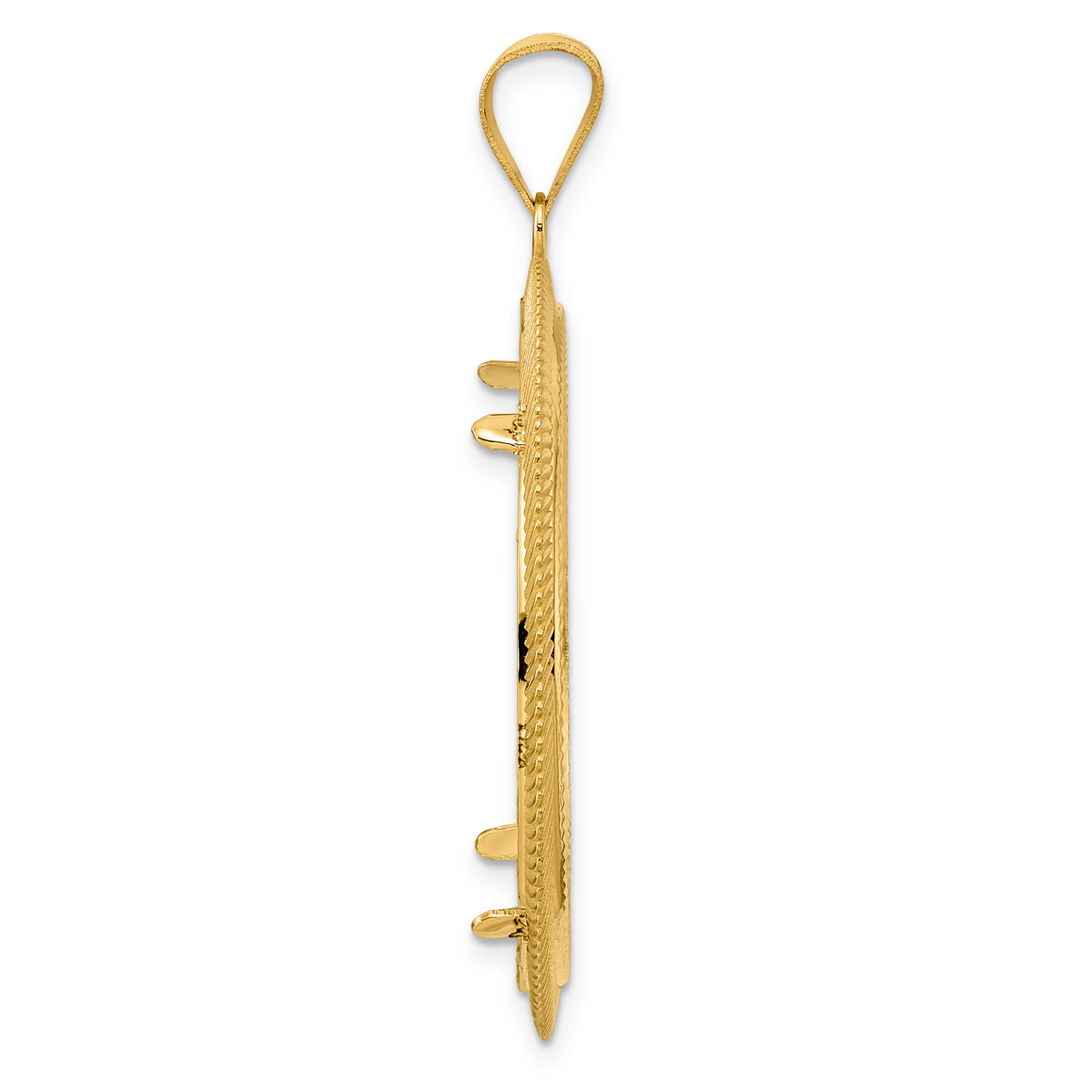 14K Yellow Gold 32 mm Coin Bezel Holder Pendant Diamond Cut Scalloped Old US Series 1 oz Panda Australian Nugget Kangaroo Koala Prong