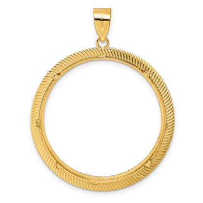 14K Yellow Gold 32 mm Coin Bezel Holder Pendant Diamond Cut Scalloped Old US Series 1 oz Panda Australian Nugget Kangaroo Koala Prong