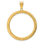 Lade das Bild in den Galerie-Viewer, 14K Yellow Gold 32.7 mm Coin Bezel Holder Pendant Diamond Cut Scalloped 1 oz American Eagle Cat Krugerrand Prong
