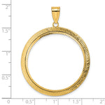 Lade das Bild in den Galerie-Viewer, 14K Yellow Gold 32.7 mm Coin Bezel Holder Pendant Diamond Cut Scalloped 1 oz American Eagle Cat Krugerrand Prong
