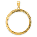 Lade das Bild in den Galerie-Viewer, 14K Yellow Gold 32.7 mm Coin Bezel Holder Pendant Diamond Cut Scalloped 1 oz American Eagle Cat Krugerrand Prong
