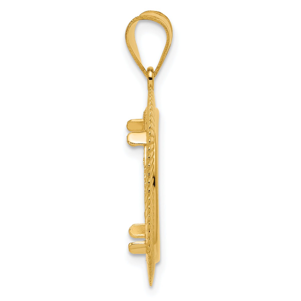 14K Yellow Gold 16.5 mm Coin Bezel Holder Pendant Textured Scalloped 1/10 oz American Eagle Krugerrand Prong