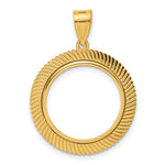 画像をギャラリービューアに読み込む, 14K Yellow Gold 16.5 mm Coin Bezel Holder Pendant Textured Scalloped 1/10 oz American Eagle Krugerrand Prong
