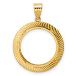 Загрузить изображение в средство просмотра галереи, 14K Yellow Gold 18 mm Coin Bezel Holder Pendant Textured Scalloped US Dime 1/10 oz Panda Cat Prong
