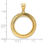 Загрузить изображение в средство просмотра галереи, 14K Yellow Gold 18 mm Coin Bezel Holder Pendant Textured Scalloped US Dime 1/10 oz Panda Cat Prong
