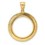 Загрузить изображение в средство просмотра галереи, 14K Yellow Gold 18 mm Coin Bezel Holder Pendant Textured Scalloped US Dime 1/10 oz Panda Cat Prong
