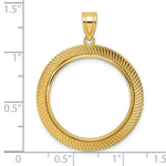 画像をギャラリービューアに読み込む, 14K Yellow Gold 22 mm Coin Bezel Holder Pendant Textured Scalloped 1/4 oz American Eagle Panda 2 Rand US $5 Jamestown Prong
