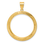 Lataa kuva Galleria-katseluun, 14K Yellow Gold 27 mm Coin Bezel Holder Pendant Textured Scalloped 1/2 oz American Eagle Panda US $10 Dollar Liberty Indian Prong
