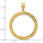 Lataa kuva Galleria-katseluun, 14K Yellow Gold 27 mm Coin Bezel Holder Pendant Textured Scalloped 1/2 oz American Eagle Panda US $10 Dollar Liberty Indian Prong
