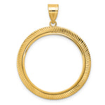 Lataa kuva Galleria-katseluun, 14K Yellow Gold 27 mm Coin Bezel Holder Pendant Textured Scalloped 1/2 oz American Eagle Panda US $10 Dollar Liberty Indian Prong
