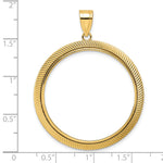 이미지를 갤러리 뷰어에 로드 , 14K Yellow Gold 32 mm Coin Bezel Holder Pendant Textured Scalloped Old US Series 1 oz Panda Australian Nugget Kangaroo Koala Prong
