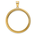 이미지를 갤러리 뷰어에 로드 , 14K Yellow Gold 32 mm Coin Bezel Holder Pendant Textured Scalloped Old US Series 1 oz Panda Australian Nugget Kangaroo Koala Prong
