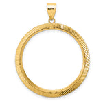 Afbeelding in Gallery-weergave laden, 14K Yellow Gold 32.7 mm Coin Bezel Holder Pendant Textured Scalloped 1 oz American Eagle Cat Krugerrand Prong
