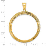 Afbeelding in Gallery-weergave laden, 14K Yellow Gold 32.7 mm Coin Bezel Holder Pendant Textured Scalloped 1 oz American Eagle Cat Krugerrand Prong
