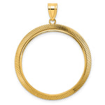 Afbeelding in Gallery-weergave laden, 14K Yellow Gold 32.7 mm Coin Bezel Holder Pendant Textured Scalloped 1 oz American Eagle Cat Krugerrand Prong
