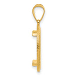 Lade das Bild in den Galerie-Viewer, 14K Yellow Gold 16.5 mm Coin Bezel Holder Pendant Diamond Cut Squares 1/10 oz American Eagle Krugerrand Prong
