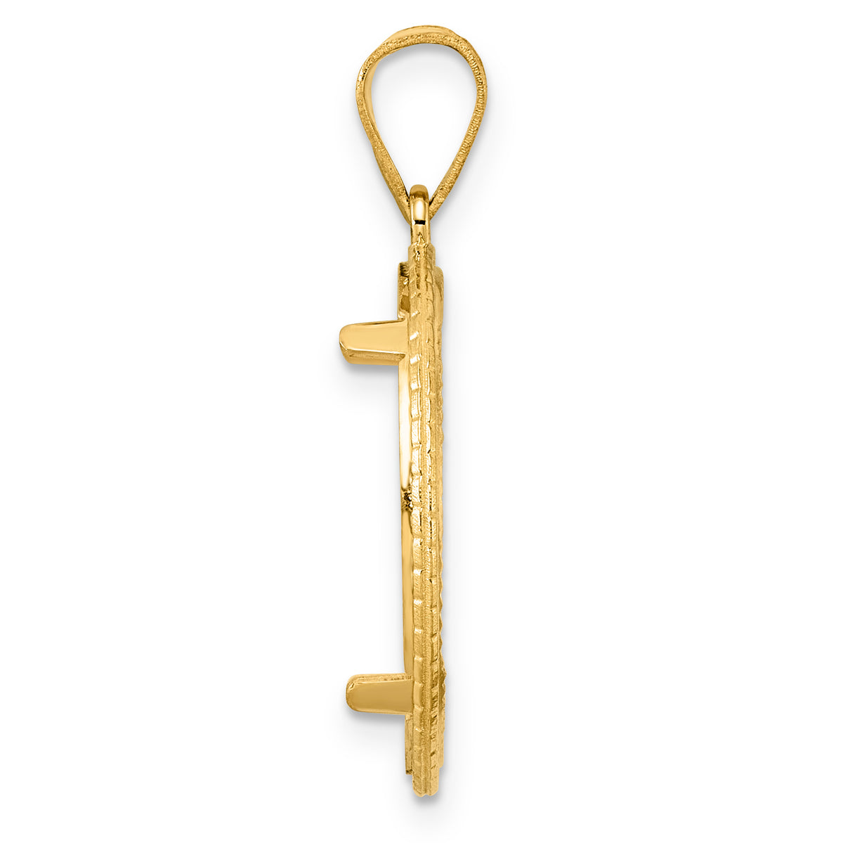 14K Yellow Gold 18 mm Coin Bezel Holder Pendant Diamond Cut Squares US Dime 1/10 oz Panda Cat Prong