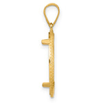 Load image into Gallery viewer, 14K Yellow Gold 18 mm Coin Bezel Holder Pendant Diamond Cut Squares US Dime 1/10 oz Panda Cat Prong
