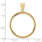 將圖片載入圖庫檢視器 14K Yellow Gold 27 mm Coin Bezel Holder Pendant Diamond Cut Squares 1/2 oz American Eagle Panda US $10 Dollar Liberty Indian Prong

