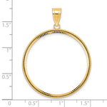 Load image into Gallery viewer, 14K Yellow Gold 32 mm Coin Bezel Holder Pendant Diamond Cut Squares Old US Series 1 oz Panda Australian Nugget Kangaroo Koala Prong
