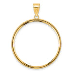 Load image into Gallery viewer, 14K Yellow Gold 32 mm Coin Bezel Holder Pendant Diamond Cut Squares Old US Series 1 oz Panda Australian Nugget Kangaroo Koala Prong
