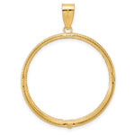 Загрузить изображение в средство просмотра галереи, 14K Yellow Gold 32.7 mm Coin Bezel Holder Pendant Diamond Cut Squares 1 oz American Eagle Cat Krugerrand Prong

