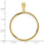 Загрузить изображение в средство просмотра галереи, 14K Yellow Gold 32.7 mm Coin Bezel Holder Pendant Diamond Cut Squares 1 oz American Eagle Cat Krugerrand Prong

