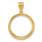 Carregar imagem no visualizador da galeria, 14K Yellow Gold 16.5 mm Coin Bezel Holder Pendant Squares 1/10 oz American Eagle Krugerrand Prong
