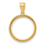 Carregar imagem no visualizador da galeria, 14K Yellow Gold 16.5 mm Coin Bezel Holder Pendant Squares 1/10 oz American Eagle Krugerrand Prong
