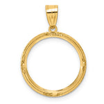 Carregar imagem no visualizador da galeria, 14K Yellow Gold 18 mm Coin Bezel Holder Pendant Squares US Dime 1/10 oz Panda Cat Prong
