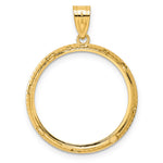 画像をギャラリービューアに読み込む, 14K Yellow Gold 22 mm Coin Bezel Holder Pendant Squares 1/4 oz American Eagle Panda 2 Rand US $5 Jamestown Prong
