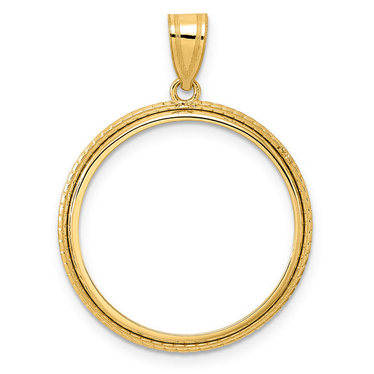 14K Yellow Gold 22 mm Coin Bezel Holder Pendant Squares 1/4 oz American Eagle Panda 2 Rand US $5 Jamestown Prong
